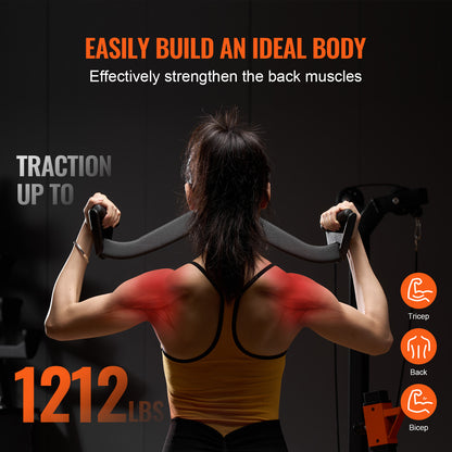 Pulldown Bar – Lat Bar – V-Bar – T-Bar – Kabelaccessoire – Zwart – Massief Stalen Stang – Antislip Ergonomische Grip