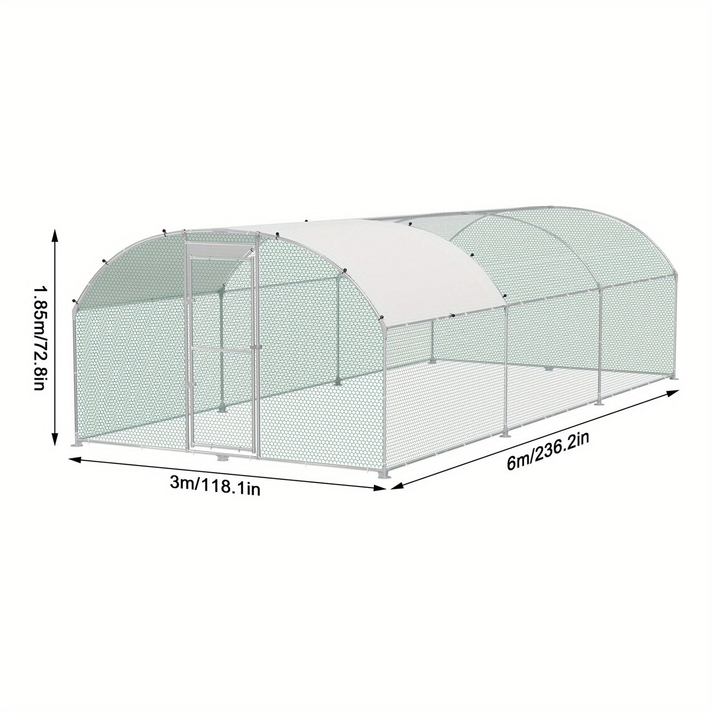 Kippenren – Kippenhok – Buitenren – Pluimvee Ren – Dierenren – 3x6 Meter – Verzinkt Stalen Frame – PE Koepeldak