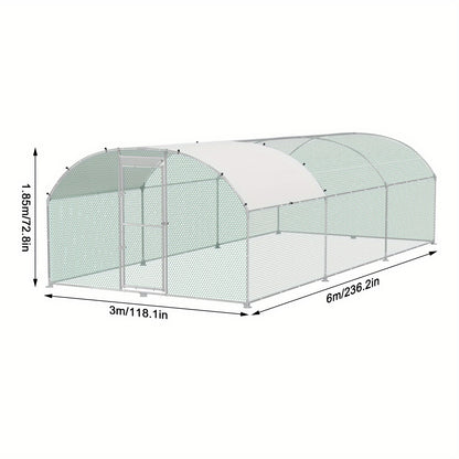 Kippenren – Kippenhok – Buitenren – Pluimvee Ren – Dierenren – 3x6 Meter – Verzinkt Stalen Frame – PE Koepeldak