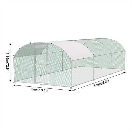 Kippenren – Kippenhok – Buitenren – Pluimvee Ren – Dierenren – 3x6 Meter – Verzinkt Stalen Frame – PE Koepeldak