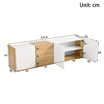 TV-meubel – TV-kast – Mediameubel – Entertainmentmeubel – Lowboard – Wit en Houtkleur – Wandmontage en Vrijstaand – Onderhoudsvriendelijk materiaal