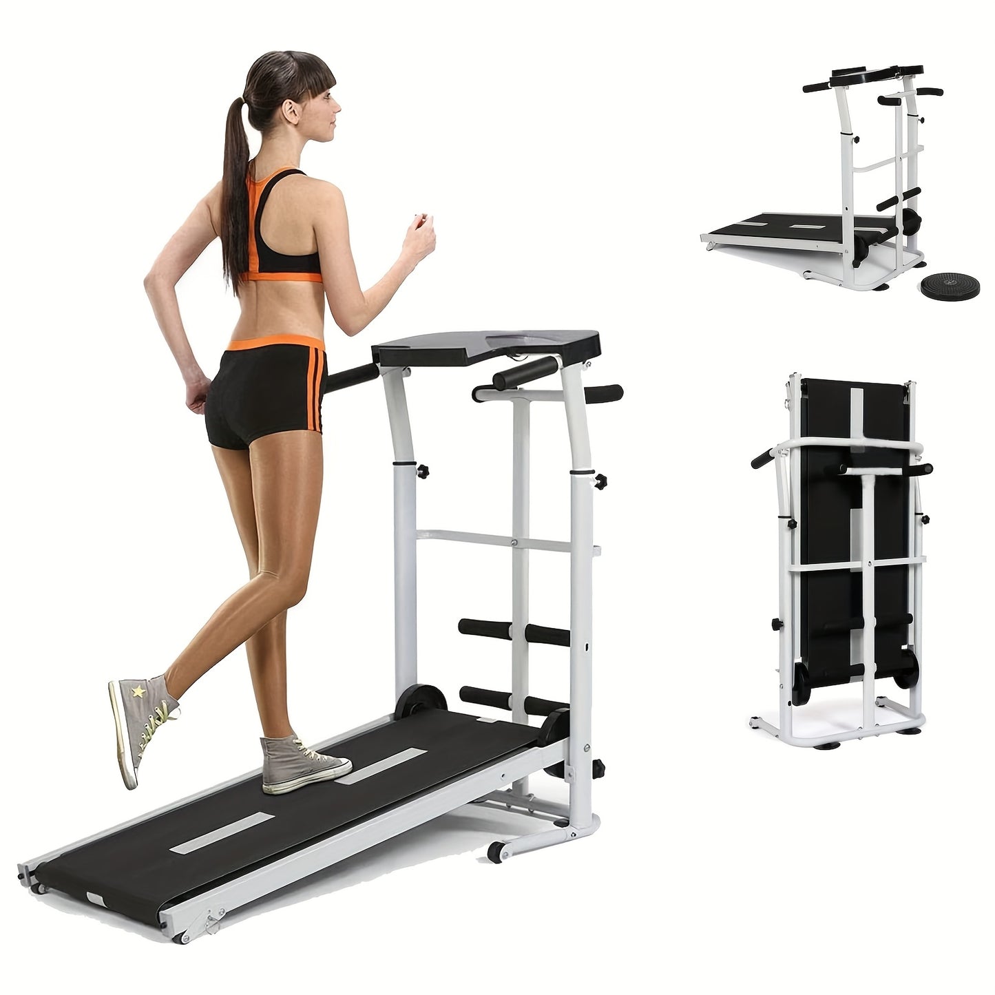Homelikesport Manual Treadmill Foldable Non-Electric Machine with Twin Flywheels, Speed/Distance Tracker & Step Counter, Heavy-Duty Jogging Belt for Home Gym, Easy Assembly, Portable Walking/ Equipment for all Fitness