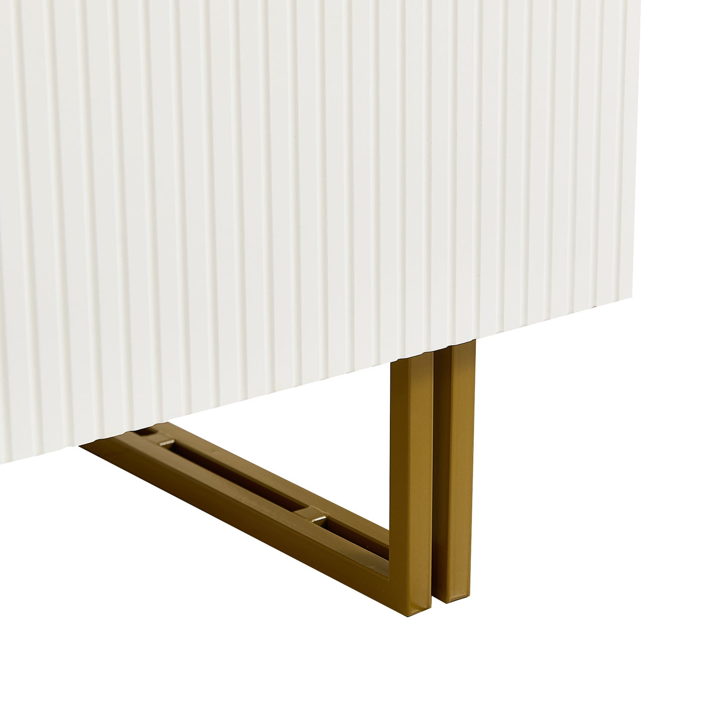 BTM Sideboard White Modern with 3 Drawers And 2 Doors, Dresser with Golden Handles And Stable Metal Legs, Storage Cabinet Made offor Living Room Dining Room, 160×40×81.5 Cm