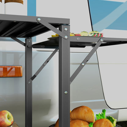 Campingtafel – Kampeertafel – Opvouwbare Tafel – Outdoor Tafel – Picknicktafel – Stalen Frame – Aluminium Blad – Met Opbergrekken – Inclusief Draagtas – 126x46x81 cm