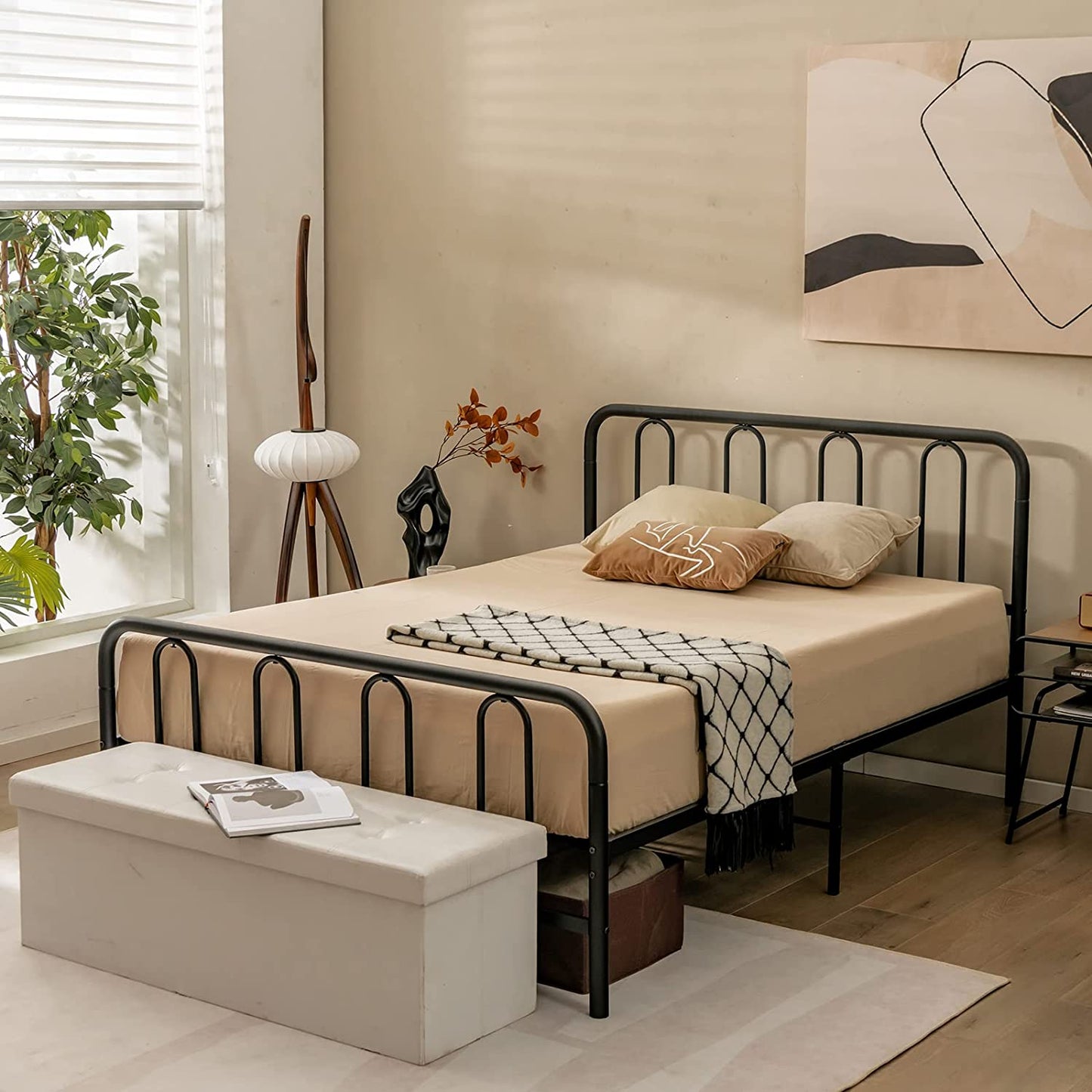 Bedframe – Metalen Bedframe – Stalen Bedframe – Tweepersoonsbedframe – Platform Bed – Stevig Gepoedercoat Staal – 200x160 cm Matrasmaat