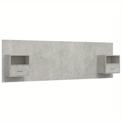 Bedkast – Wandkast – Hoofdeinde Met Kastjes – Wandmontage Kast – Opbergruimte Hoofdeinde – Modern Grijs – Hardhout En Kunstboard – Ruimtebesparend Design