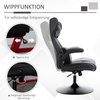 Gamingstoel – Gamestoel – Bureaustoel – Werkstoel – Draaistoel – Ergonomisch Ontwerp – Rockingfunctie – Zwart – Verstelbare Hoek – Nek- en Lendenkussens – Max. 120 kg