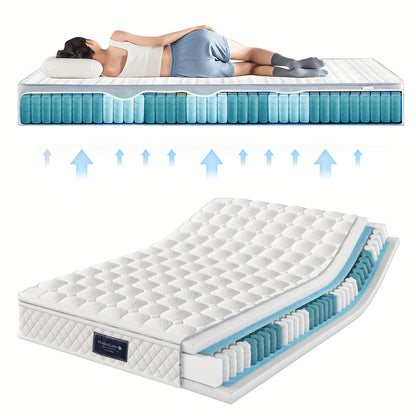 7-Zone Matras – Traagschuim Matras – Pocketvering Matras – Koelgel Matras – Tweepersoons Matras – 160x200 cm – Oeko-Tex Gecertificeerd – H3 Extra Stevig
