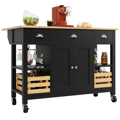 Keukenmeubel – Dressoir – Keukeneiland – Eetkamerkast – Serveerwagen – Zwart – Multifunctioneel Met Opbergbasket – Duurzaam Metaal 120x45x90 cm