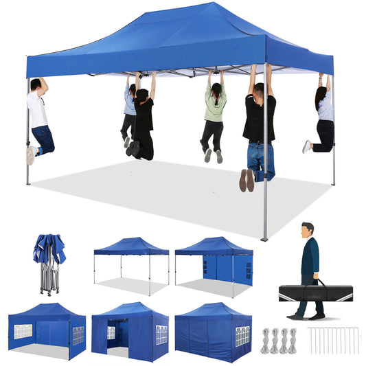 Partytent – Opvouwbare Tent – Luifel – Zonwering – Windscherm – 3x4,5 Meter – Afneembare Zijwanden – Stevig Legering Frame