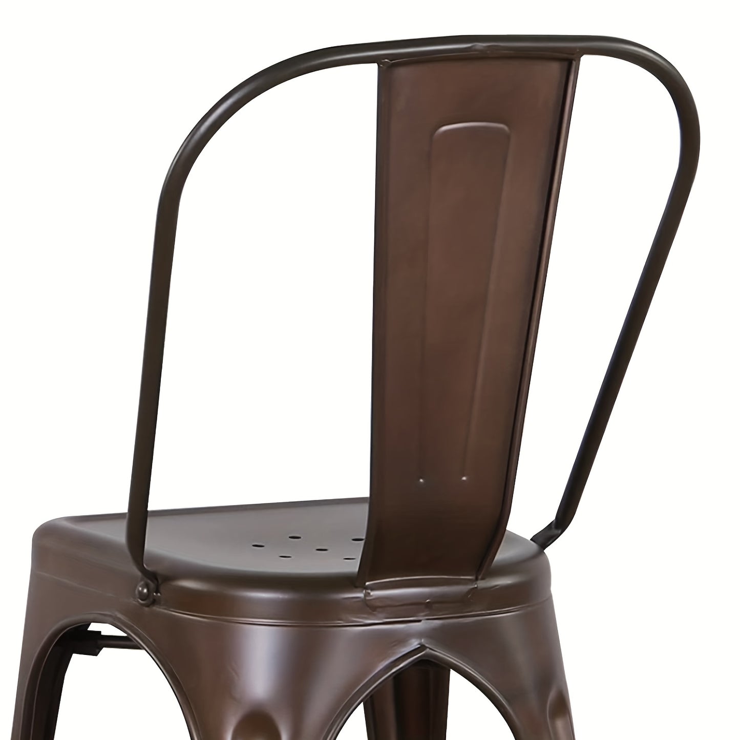 Set van 4 Industriële Metalen Eetkamerstoelen – Roestkleurige Stoelen met Klassiek Ontwerp – Duurzaam, Onderhoudsvriendelijk en Perfect voor Keuken, Restaurant of Evenement (43 x 46 x 85 cm)