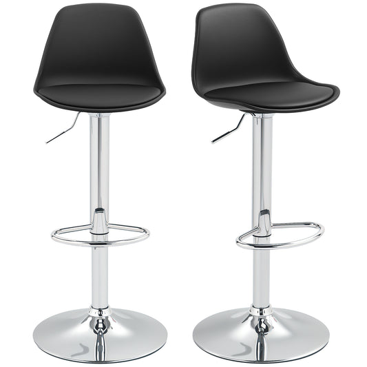 Barstoel – Barkruk – Barstoelkruk – Keukenstoel – Barkruk Met Rugleuning – Verstelbaar Hoogte 82-104 cm – Draaibaar 360° – Zwart – Draagvermogen 120 kg