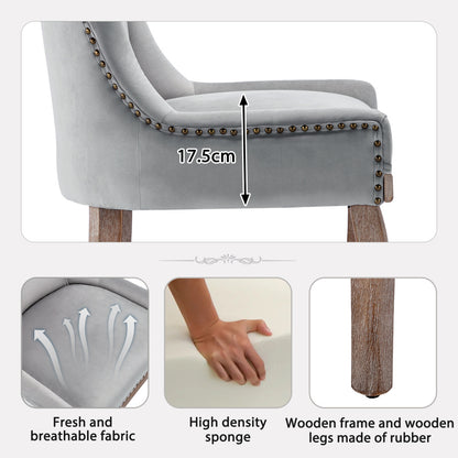 Eetkamerstoelen – Stoelen – Dining Stoelen – Velours Stoelen – Design Stoelen – Grijs – Fluwelen Bekleding – Houten Poten