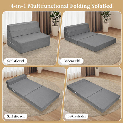 Slaapbank – Bedbank – 2-Zits Sofa – Logeerbed – Zitzak – Opvouwbaar – Donkergrijs Linnen – Compact & Comfortabel 100x200 cm