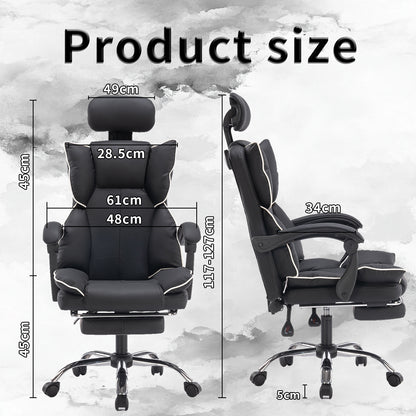 Ergonomische Bureaustoel – Gamingstoel – Werkstoel – Kantoorstoel – Stud Stoel – Verstelbare Zithoogte – PU Lederen Bekleding – Paars Wit – 5-Wiel Basis – Stevige Rugsteun