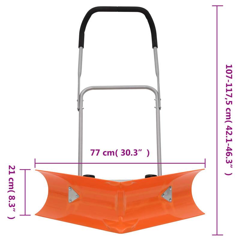 Sneeuwschep – Sneeuwruimer – Sneeuwschuiver – Tuinschep – Sneeuwblazer – Verstelbare Steel Tot 120 cm – Duurzaam Oranje Staal