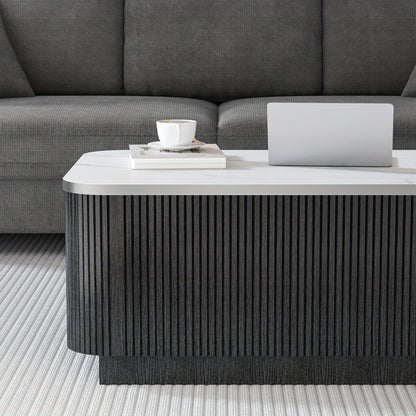 Salontafel – Woonkamertafel – Bijzettafel – Koffietafel – Tafel – Modern Design – Groot Formaat – Marmerlook – MDF Houtstructuur – Met Opbergruimte – Direct Gebruiksklaar