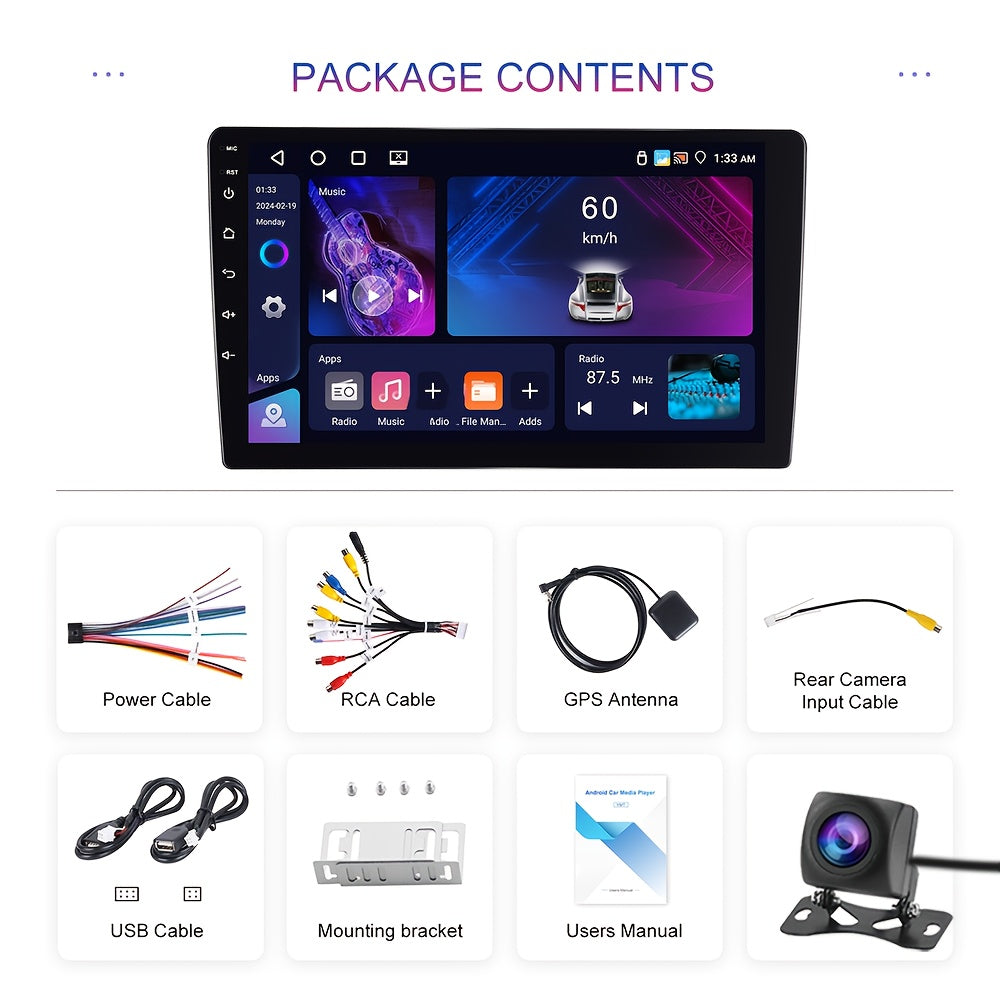 Android Double Din Autoradio – Multimedia Speler – Navigatiesysteem – Carplay Radio – Auto Stereo Met AHD Achteruitrijcamera en Microfoon – 9 Inch Touchscreen – 4GB RAM 64GB Opslag