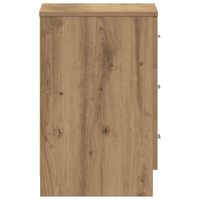 Nachtkastje – Nachtkastjes – Bijzettafel – Opbergkastje – Kast – Set van 2 – Natuurlijk Eikenhout – 38x35x55 cm – 3 Lades – Compact & Ruim