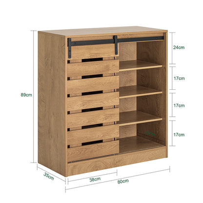 Schoenenkast – Schoenenrek – Schoenenopberger – Schoenenkast – Halmeubel – Schuifdeur – Compact 80x35x89 cm – Hoogwaardig Vezelplaat
