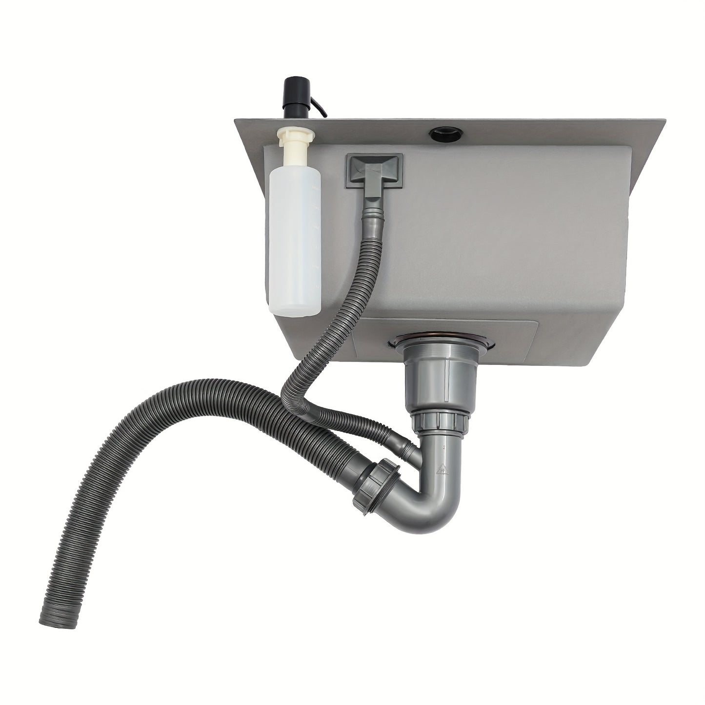 Enkele Spoelbak – Keukenspoelbak – Wastafel – Inbouwspoelbak – Zwarte Spoelbak – Roestvrij Staal 201 – Nano-Coating & X-vormige Waterafvoer – Ingebouwde Zeepdispenser 150ml