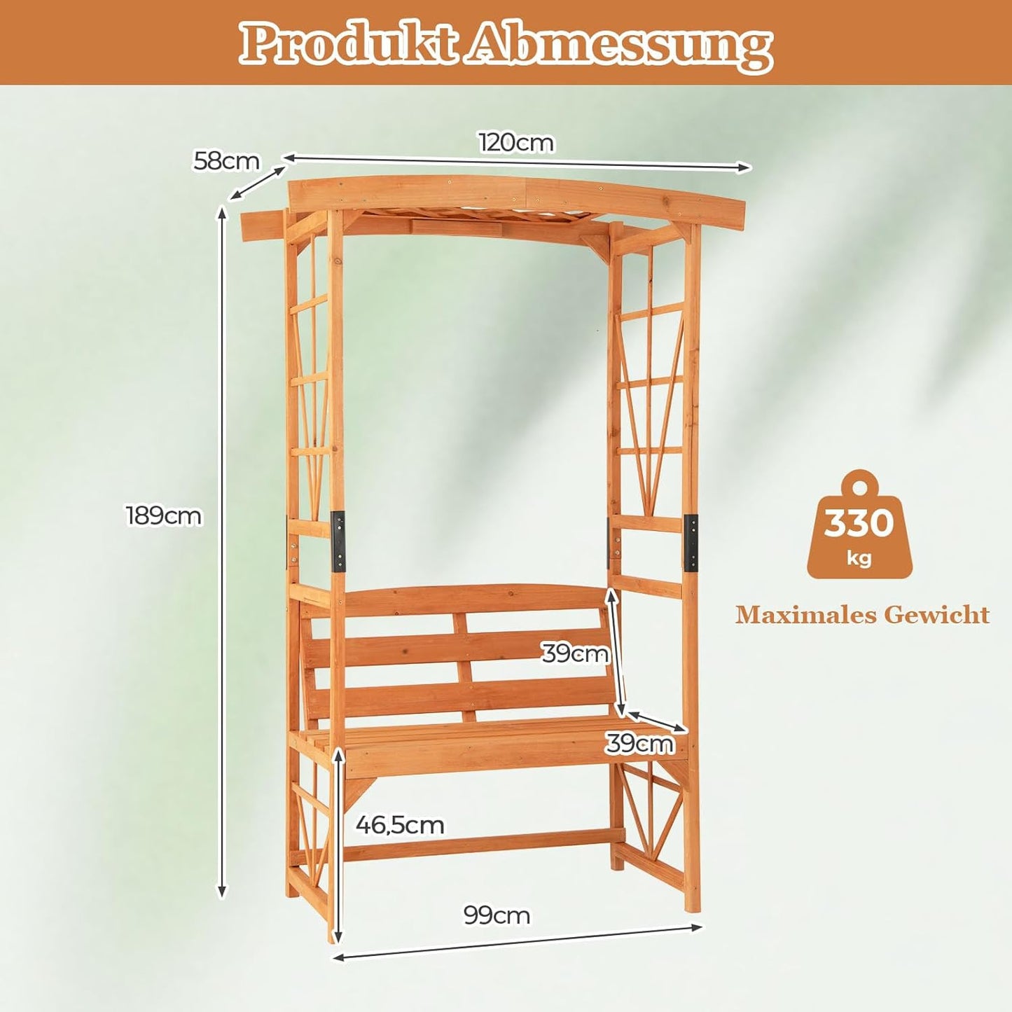 Prieel – Tuinboog – Pergola – Tuinarbor – Tuinbank – Hout Met Watergedragen Beschermlaag – Comfortabele Zitplek Voor Twee Personen
