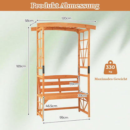 Prieel – Tuinboog – Pergola – Tuinarbor – Tuinbank – Hout Met Watergedragen Beschermlaag – Comfortabele Zitplek Voor Twee Personen