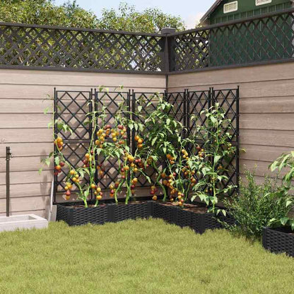 Verhoogde Plantenbak – Tuinbak – Bloembak – Balkonbak – Plantenbak Met Klimplantrek – Zwart – 120x120x125,5 cm – Duurzaam Synthetisch Kunststof – Met Drainage