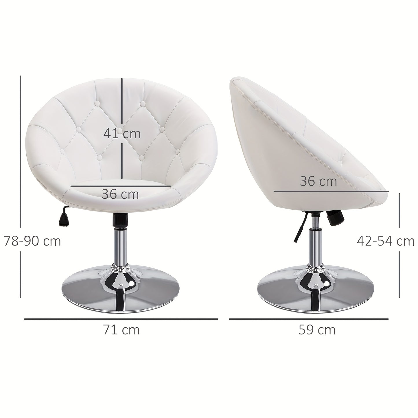 Bureaustoel – Werkstoel – Draaistoel – Bureaustoel Met Wielen – Bureaustoel Verstelbaar – 360 Graden Draaibaar – Metalen Frame – Comfortabele Katoenen Zitting – Wit