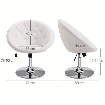 Bureaustoel – Werkstoel – Draaistoel – Bureaustoel Met Wielen – Bureaustoel Verstelbaar – 360 Graden Draaibaar – Metalen Frame – Comfortabele Katoenen Zitting – Wit