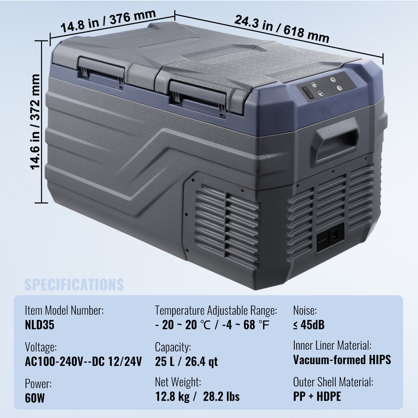 Draagbare Koel-Vrieskast – Mobiele Koelbox – Camping Koelkast – Auto Koelbox – 25 Liter – Dual Zone – Bluetooth Bediening
