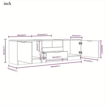 Houten Tv-Meubel – Tv-Meubelkast – Tv-Stand – Mediamöbel – Tv-Meubel Wit – Massief Hout – 140x35x40 cm – Praktische Opbergruimte