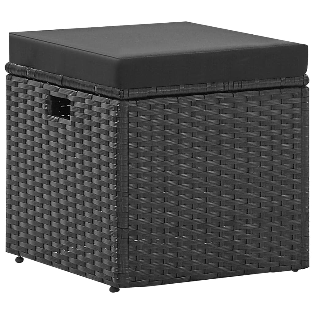 Loungebank – Loungeset – Hoekbank – Terrasbank – Tuinbank – 4-delig – Weerbestendig PE-Rattan – Comfortabele Afneembare Kussens – Zwart