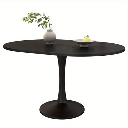 Uitbreidbare Ovale Tafel – Eettafel – Koffietafel – Werktafel – Tafeltje – Zwart MDF – 100-140 cm Lengte – Stevig Tot 100 kg