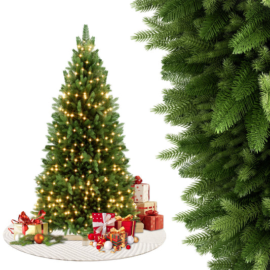 Kunstkerstboom – Kunstboom – Kerstboom – Decoratieve Kerstboom – Sfeerverlichting – 225 cm – Realistische PVC & PE Naalden – Inclusief LED Verlichting en Standaard