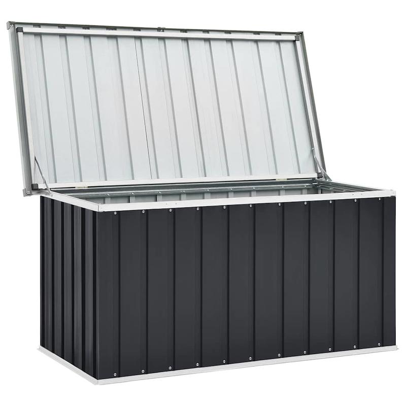 Grote Tuinopslagbox – Tuinkist – Opbergbox – Buitenkist – Tuinbak – Antraciet – Stevig Gegalvaniseerd Staal – Weerbestendig & Ruim 129x67x65 cm