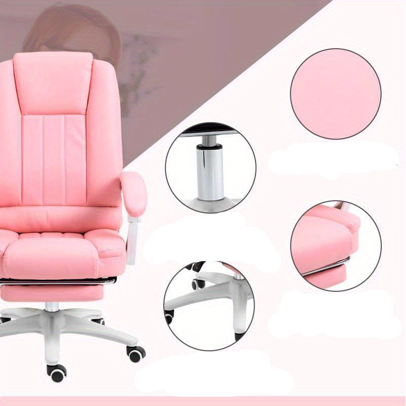 Bureaustoel – Werkstoel – Bureaustoel Ergonomisch – Bureaustoel Verstelbaar – Bureaustoel Met Wieltjes – Pink – Traagschuim Zitkussen – Lendensteun Metalen Frame
