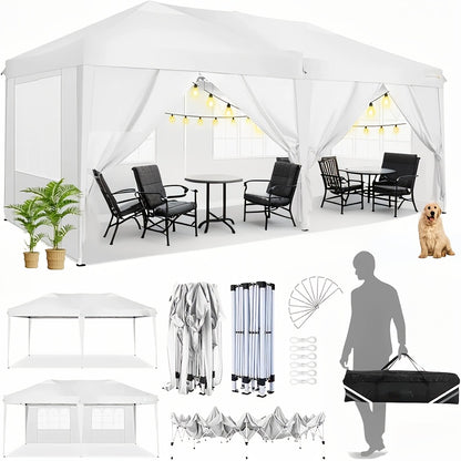 Pop-Up Zonnescherm Tent – Partytent – Vouwtent – Buitentent – Schaduw Tent – Grijs – 3×6 Meter – 6 Afneembare Zijpanelen – Aluminium Frame