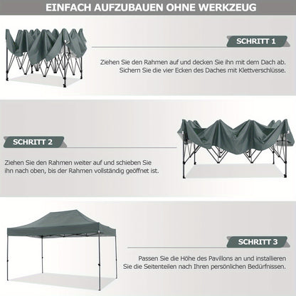 Partytent – Paviljoen – Feesttent – Tuintent – Opvouwbare Tent – 3x4,5m – Waterdicht Polyester – UPF 50+ Bescherming