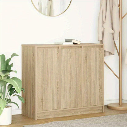 Dressoir – Ladekast – Opbergkast – Woonkamerkast – Commode – Sonoma Classic – Eucalyptus Houtafwerking – 2 Deuren Met Glazen Panelen – 2 Laden – 2 Planken – 90 kg Draagvermogen – Eenvoudige Montage