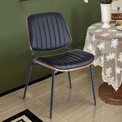 Eetkamerstoelen – Keukenstoelen – Retro Stoelen – Bistro Stoelen – Tafels Stoelen – Zwart Kunstleer – Memory Foam Zitting – Stevig Metalen Frame