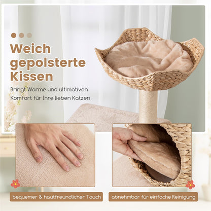Krabpaal – Kattenkrabpaal – Kattenboom – Krabmeubel – Kattenhuis – 150 cm Hoog – Natuurlijk Riet en Sisal