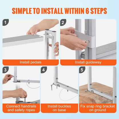 Steigerladder – Steigertrap – Bootladder – Dockladder – Aluminium Ladder – Verstelbare Hoogte 170-200 cm – 5 Antislip Treden