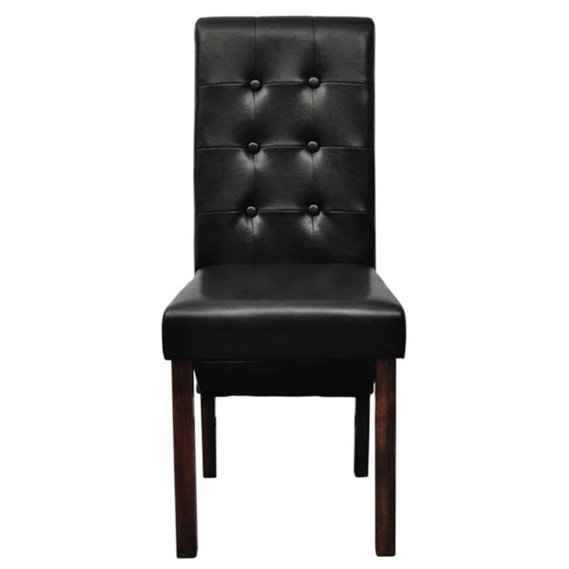 Modern Dining Chair, Lounge Chair, Dining Table Chair, Stylish Design Chair, Soft Fabric, Sturdy Frame, Comfortable Seat, Suitable for Dining Room, Living Room, Bedroom, Office – Set of 2, Black Faux Leather