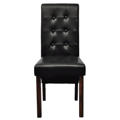 Modern Dining Chair, Lounge Chair, Dining Table Chair, Stylish Design Chair, Soft Fabric, Sturdy Frame, Comfortable Seat, Suitable for Dining Room, Living Room, Bedroom, Office – Set of 2, Black Faux Leather