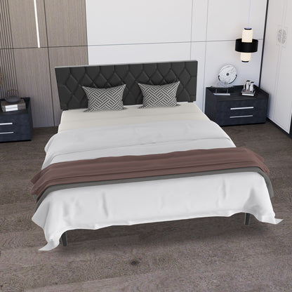 Ledikant – Babybed – Meegroeibed – Kinderbed – Babyledikant – Gestoffeerd Bedframe – 160x200 cm – Zwart Kunstleer – Met Houten Lattenbodem