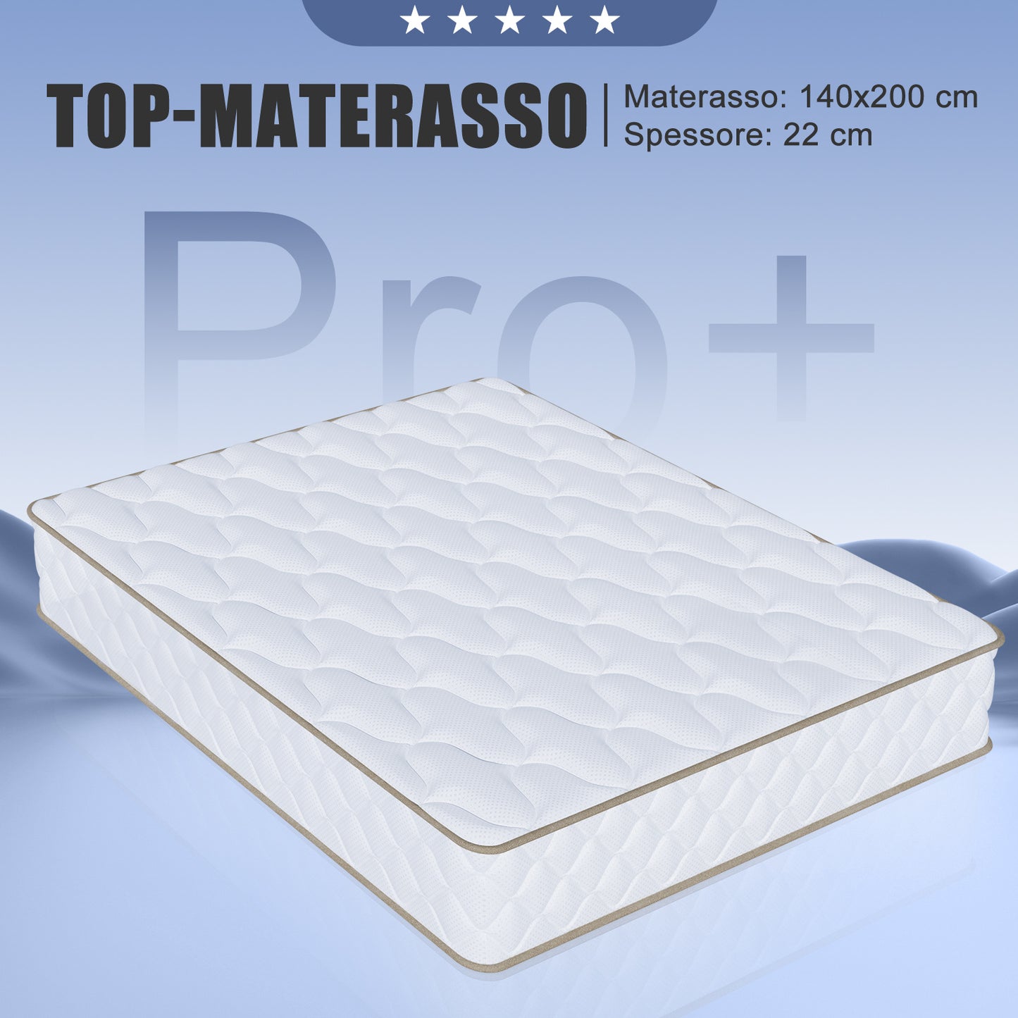 Pocketveringmatras – Matras – Springmatras – 7-Zones Matras – Tweepersoonsmatras – 140x200 cm – 22 cm Dikte – Stil En Comfortabel – Ademend Met Optimale Ondersteuning