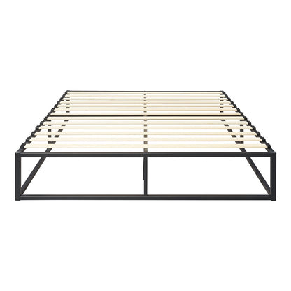 Bedframe – Metalen Bed – Bedframe Met Lattenbodem – Stabiel Bed – Tweepersoonsbed – Zwart – Stevig Gecoat Staal – Onderhoudsvriendelijk