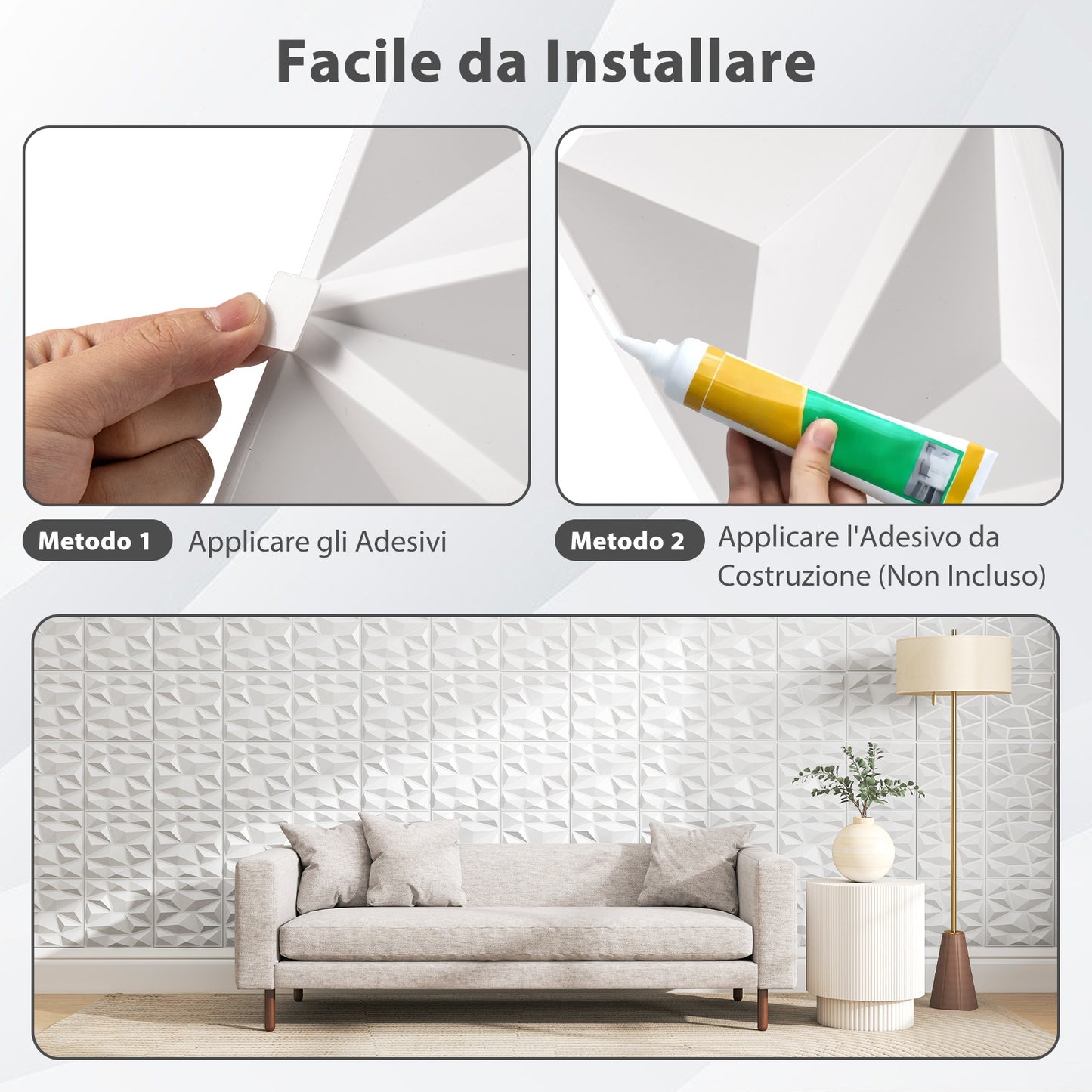 3D Wandpanelen – Wanddecoratie – Muurpanelen – Geometrische Panelen – PVC Wandbekleding – Wit – Lichtgewicht & Waterbestendig – Eenvoudig Zelf Te Plakken