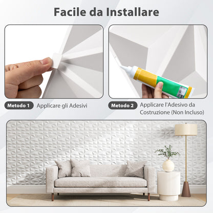 3D Wandpanelen – Wanddecoratie – Muurpanelen – Geometrische Panelen – PVC Wandbekleding – Wit – Lichtgewicht & Waterbestendig – Eenvoudig Zelf Te Plakken